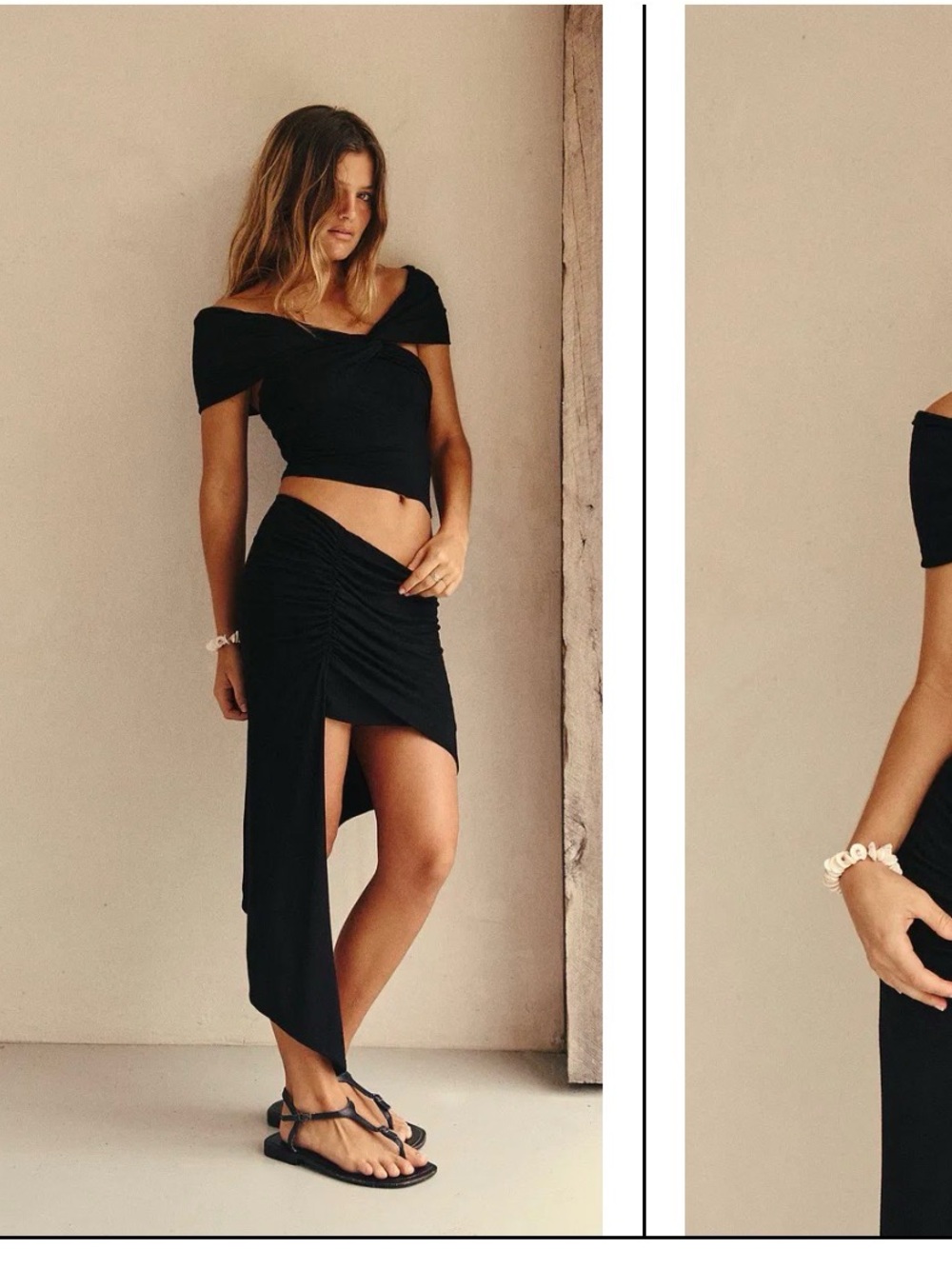 Free People Black Ruched Asymmetrical Maxi Skirt – Size XS NWT